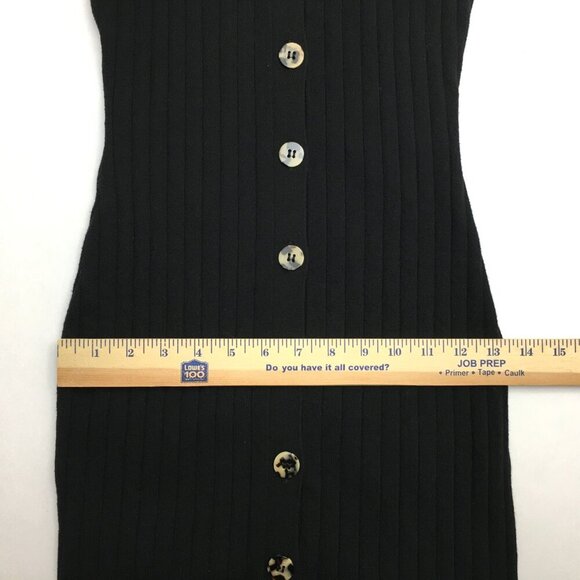 Good American Women's Black Rib Knit Bodycon Midi Dress Sleeveless size 2 - Picture 7 of 9